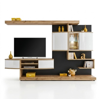 Braun Wohnwand Einrichtung Luxus Wohnzimmer Designer TV-Ständer Möbel Neu
