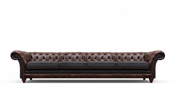 Braune Chesterfield Ledercouch Designer Viersitzer Wohnzimmer Edle Sofas