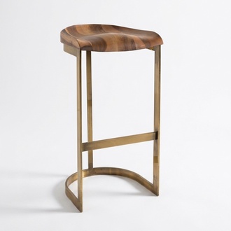 Brauner Holz Barstuhl Elegant Modern Sitzhocker für Wohnzimmer