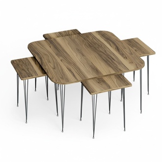 Brauner Holz-Couchtisch mit Beistelltischen im eleganten Stil