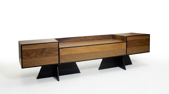 Brauner TV-Ständer edles Designer Lowboard aus Holz stilvolle Möbel Wohnzimmer