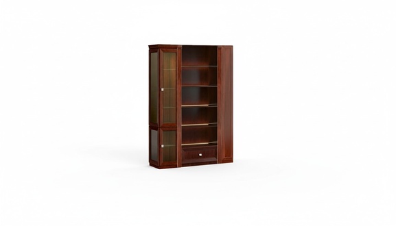 Braunes Büroregal Designer Glasvitrine Massivholz Luxuriöser Schrank