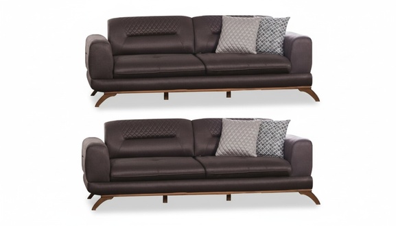 Braunes Dreisitzer-Sofa Luxus-Möbel-Set Sofas Wohnzimmer Sofas 2tlg