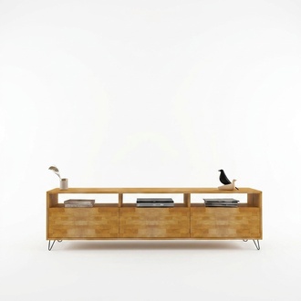 Braunes Wohnzimmer Sideboard Robuster TV Ständer Moderne Holz Möbel