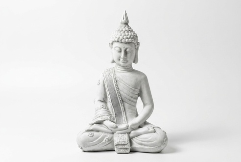 Buddha Skulptur in Steinoptik. Große Skulptur für Garten und Wohnbereich