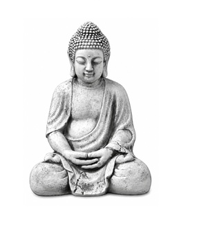 Buddha Skulptur in Steinoptik. Große Skulptur für Garten und Wohnbereich