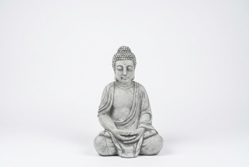 Buddha Skulptur in Steinoptik. Große Skulptur für Garten und Wohnbereich