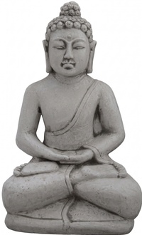 Buddha Skulptur in Steinoptik. Große Skulptur für Garten und Wohnbereich