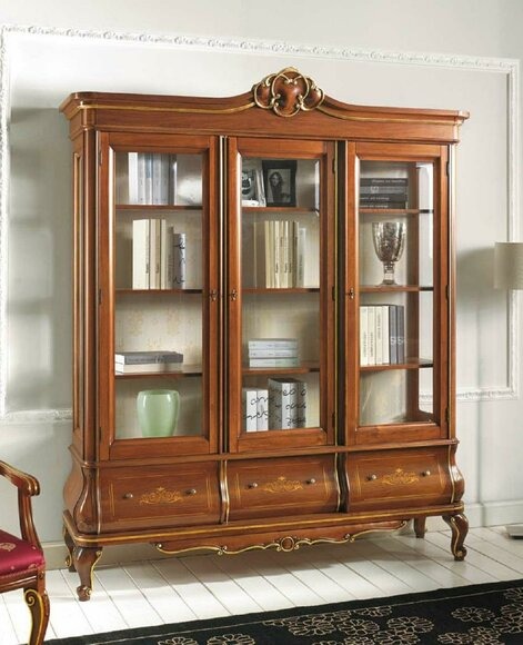 Vitrine Schrank Bücher Regal Holz Anrichte Klassische Italienische Möbel Regale