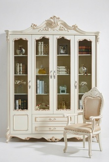 Bücherregal Stil Art déco Schrank Vitrine Weiß Möbel Schränke Regal Holz