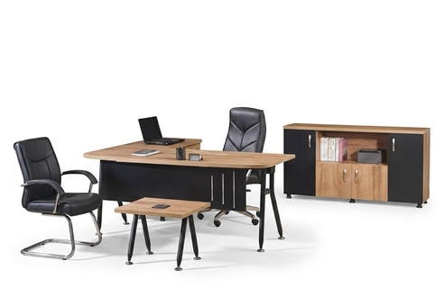 Büro Computermöbel Arbeitstisch Büromöbel Tisch 3tlg Holz Set Schwarz
