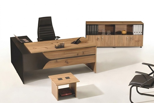 Büromöbel Braun Set 3tlg Eckbürotisch Komplettbüro Schrank Holz Gruppe