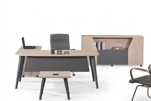 Büromöbel Eckbürotisch Arbeitstisch Komplettbüro 3tlg Holz Set Grau