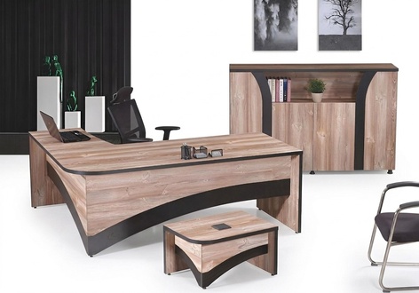 Büromöbel Komplettbüro Eckbürotisch Büro Bürotisch 3tlg Holz Braun