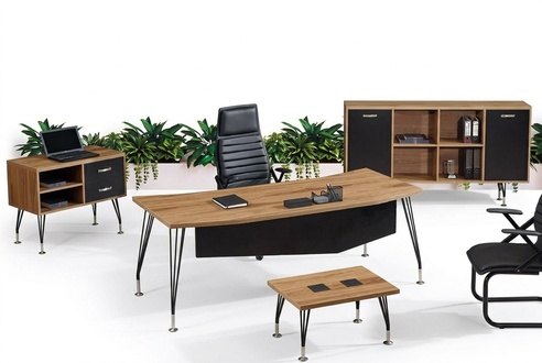 Büromöbel Komplettbüro Schreibtisch Büro Bürotisch 4tlg Holz Schwarz