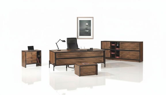 Büromöbel Komplettbüro Schreibtisch Büro Bürotisch Set 4tlg Holz Braun
