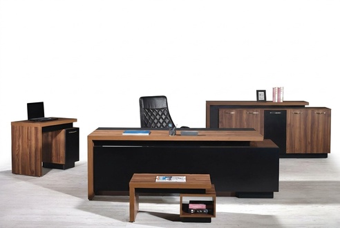 Büromöbel Komplettbüro Schreibtisch Büro Bürotisch 4tlg Holz Schwarz