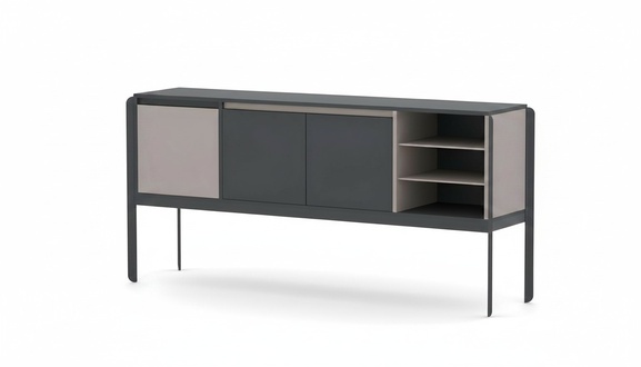 Büroschrank Sideboard Schrank Arbeitszimmer Regale Antrazhit Modern