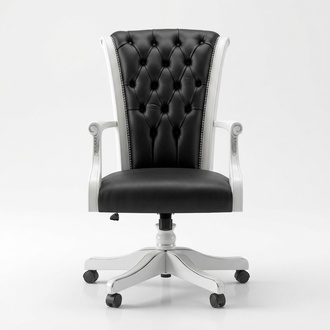 Bürostuhl Holz Chefsessel Chesterfield italienische Möbel Drehstuhl Sessel Stuhl