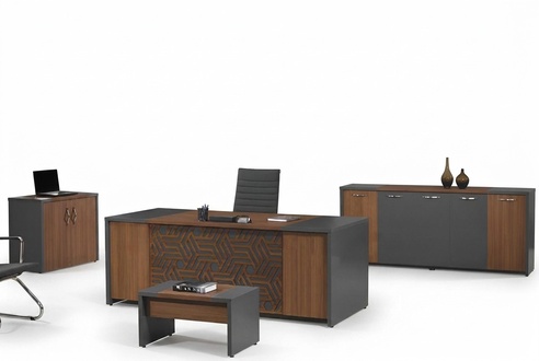 Bürotisch Büromöbel Komplettbüro Schreibtisch Set 4tlg Holz Braun Büro