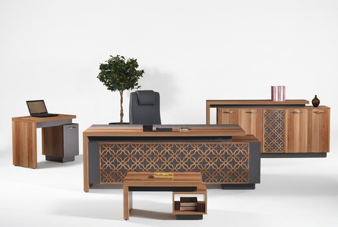 Bürotisch Büromöbel Komplettbüro Schreibtisch Set 4tlg Holz Braun Büro
