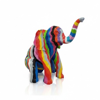 Bunter Elefant Figuren Statuen Skulptur Elefant Kunststoff Figur 140cm