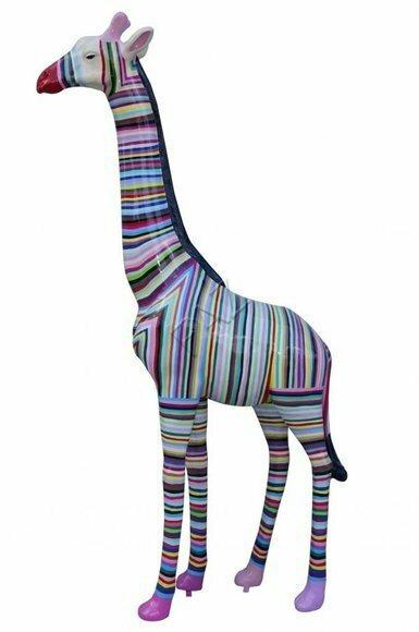 Design Figur Giraffe in Streifen Statue Skulptur Figuren Skulpturen Abstrakt Neu