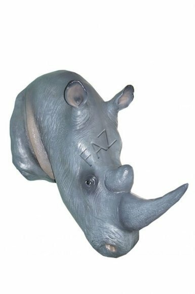 Wand Trophäe Kopf Nashorn Figur Statue Skulptur Figuren Skulpturen Garten