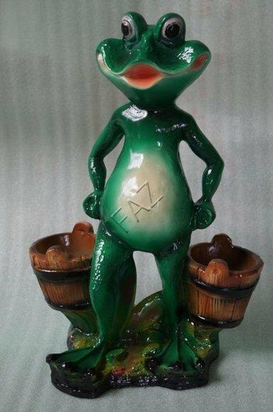 Design Vase Frosch Skulptur Statue Statuen Figuren Skulpturen Garten Neu
