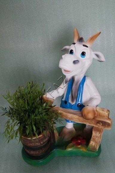 Design Vase Ziege Skulptur Statue Statuen Figuren Skulpturen Garten Neu