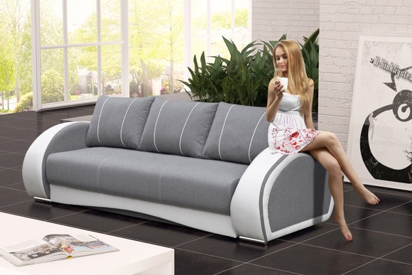 Schlafsofa Klappcouch 3-Sitzer Schlaffunktion + Bettkasten Couch Sofa Garnitur CHER