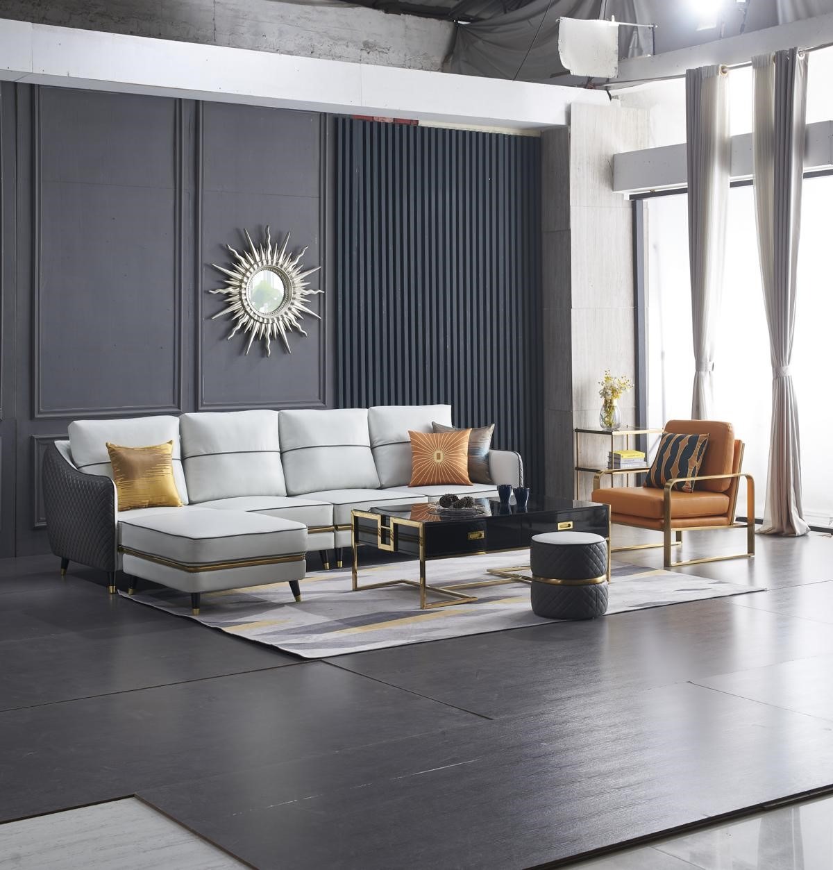 Wohnlandschaft Ecksofa L Form Sessel Set Garnitur Modern Sofa Leder Sitz Ecke 1