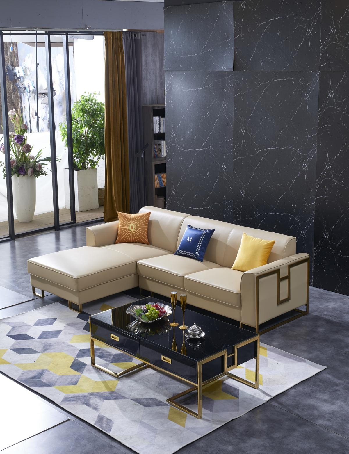 Luxus Design Eck Sofa Couch Polster Sitz Leder Garnitur Wohn Landschaft Italien !
