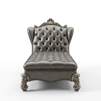 Chaiselongues Chesterfield Liege Chaise Leder Sofa Relax Silber Barock Rokoko
