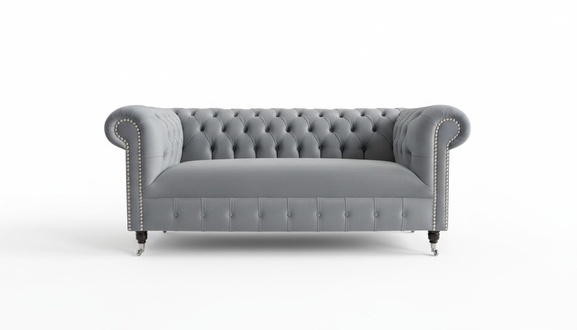Cheserfield Samt Sofa 2 Sitzer Designer Couchen Couch Textil Stoff Polster
