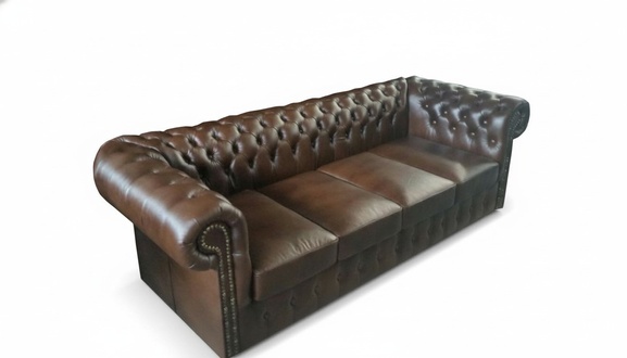 Chesterfield 2,7m XXL Big Sofa Leder Couch 80cm Sitztiefe Polster Sofas Garnitur