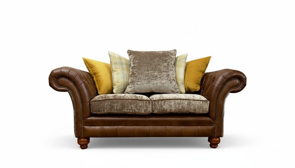Chesterfield 2 Sitzer Braun Leder Wohnzimmer Modern Design Couchen