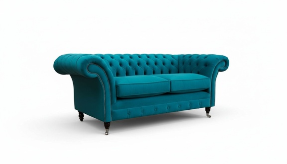 Chesterfield 2 Sitzer Couch Polster Sitz Textil Stoff Couchen Sofa Neu