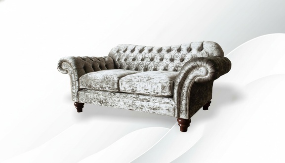 Chesterfield 2 Sitzer Silberne Wohnzimmer Couch Sofas Design Couchen