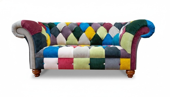 Chesterfield 2 Sitzer Sofa Textil Wohnzimmer Modern Design Couchen