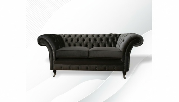 Chesterfield 2 Sitzer Sofa Schwarz Design Couchen Polster Sofas Neu