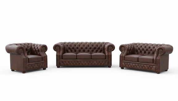 Chesterfield 3+2+1 Vintage Echtleder Sofagarnitur Oxford Sofa Couch Polster Sitz