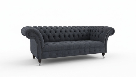 Chesterfield 3 Sitzer Couch Polster Sitz Textil Stoff Leder Couchen Sofa