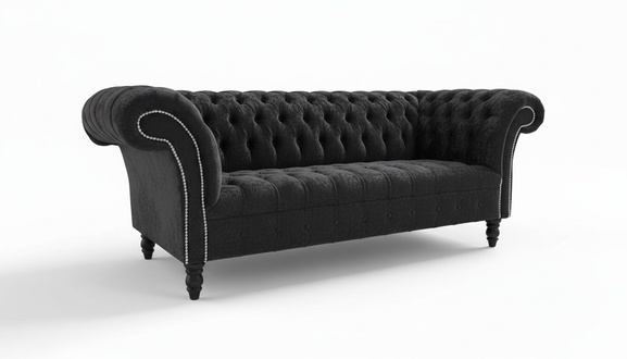 Chesterfield 3 Sitzer Couch Polster Sitz Textil Stoff Leder Couchen Sofas