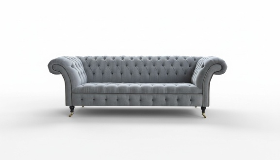 Chesterfield 3 Sitzer Hellgrau Neu Wohnzimmer Modern Design Sofa Graue
