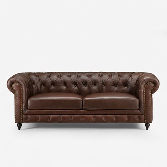 Chesterfield 3 Sitzer Klassische Luxus Barock Rokoko Sofa Textil Leder