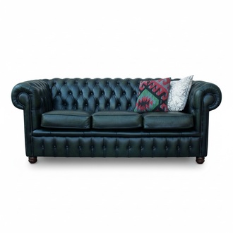 Chesterfield 3 Sitzer Polster Couch Leder Stoff Sofa Couchen Textil Antik Stil