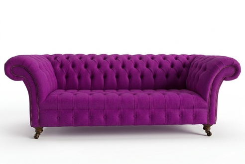 Chesterfield 3 Sitzers Klassische Luxus Lila Pink Rosa Sofa Couch Textil
