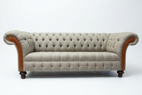 Chesterfield 3 Sitzers Klassische Luxus Barock Rokoko Couch Sofa Textil