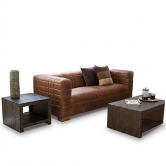 Chesterfield 3 Sitzers Luxus Raster Sofa Textil Leder Couch Designer Sofas
